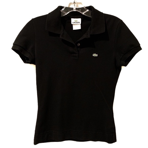 ❌SOLD❌LACOSTE Black Slim Fit Short Sleeve Pique Po - Picture 2 of 8